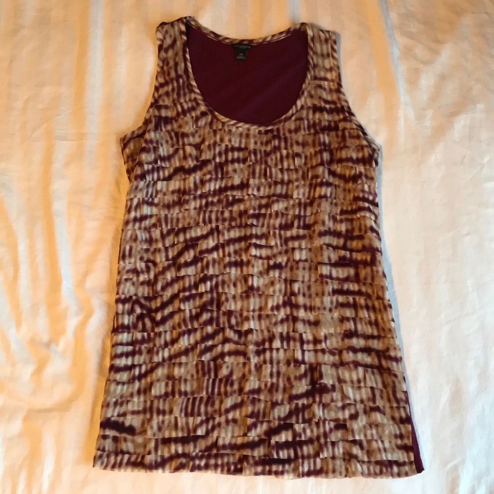 🌟ANN TAYLOR Maroon Ribbon Front Shell, XS - Picture 2 of 7